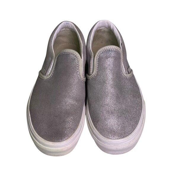Vans Classic Slip On Silver Shoes With Box Kids Size 3.5 - Picture 13 of 16